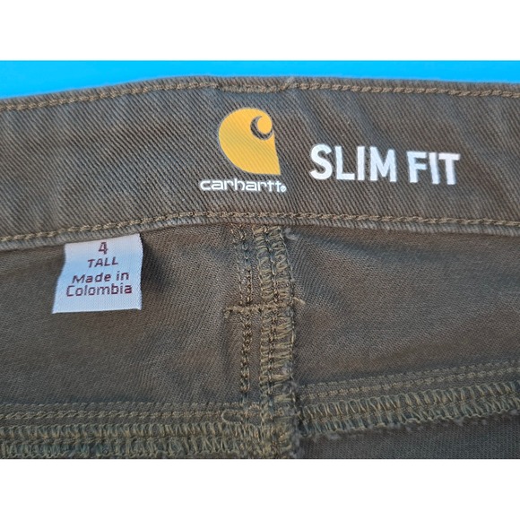 Carhartt Slim Fit Pant Jeans Women's 4 Tall 30x30.5" Tarmac Brown Stretch Work - Picture 4 of 8
